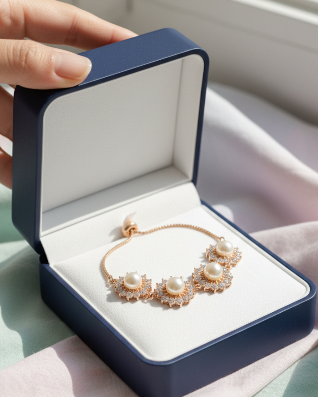 Floral Charm Rose Gold Bracelet